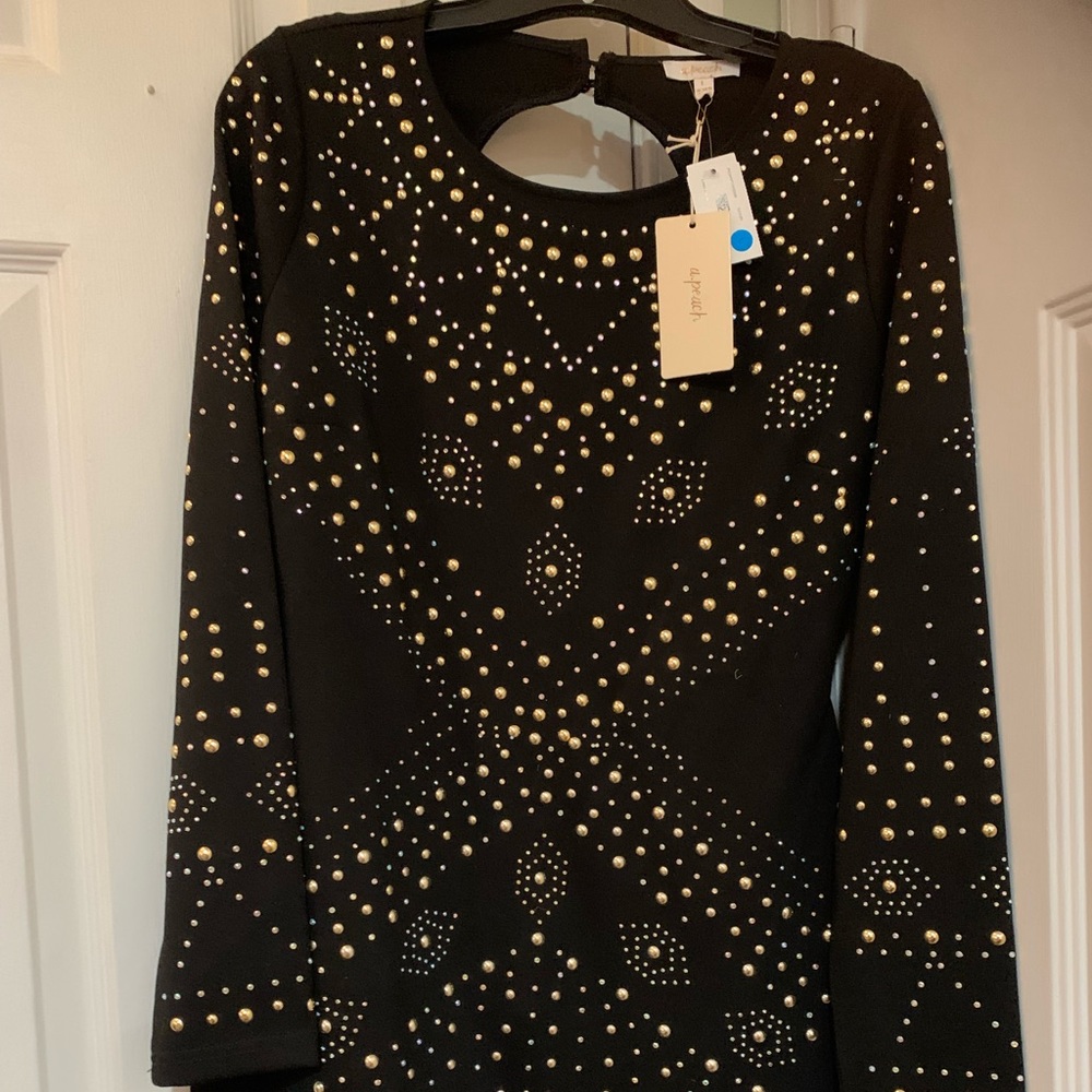 New A Peach Rhinestone Dress